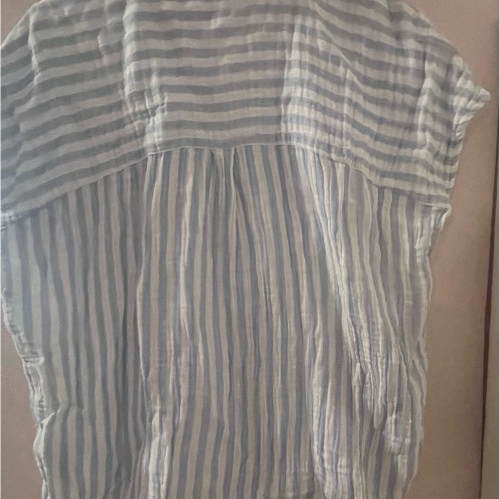 Beach Lunch Lounge Button Down Flowy Stripes Spri… - image 5